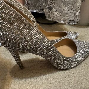 Silver Rhinestone Women's Heels